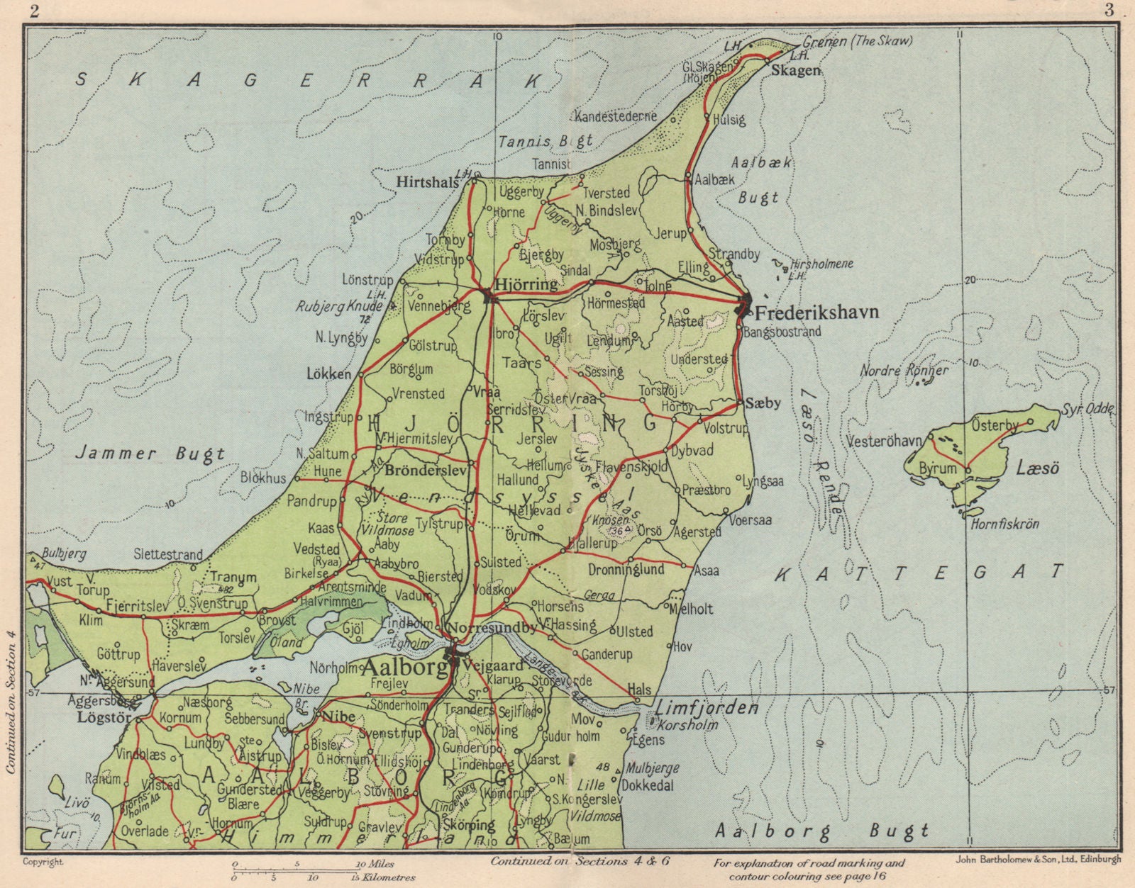 NORTHERN JUTLAND. Aalborg Hjorring. Vintage map plan. Denmark 1955 old